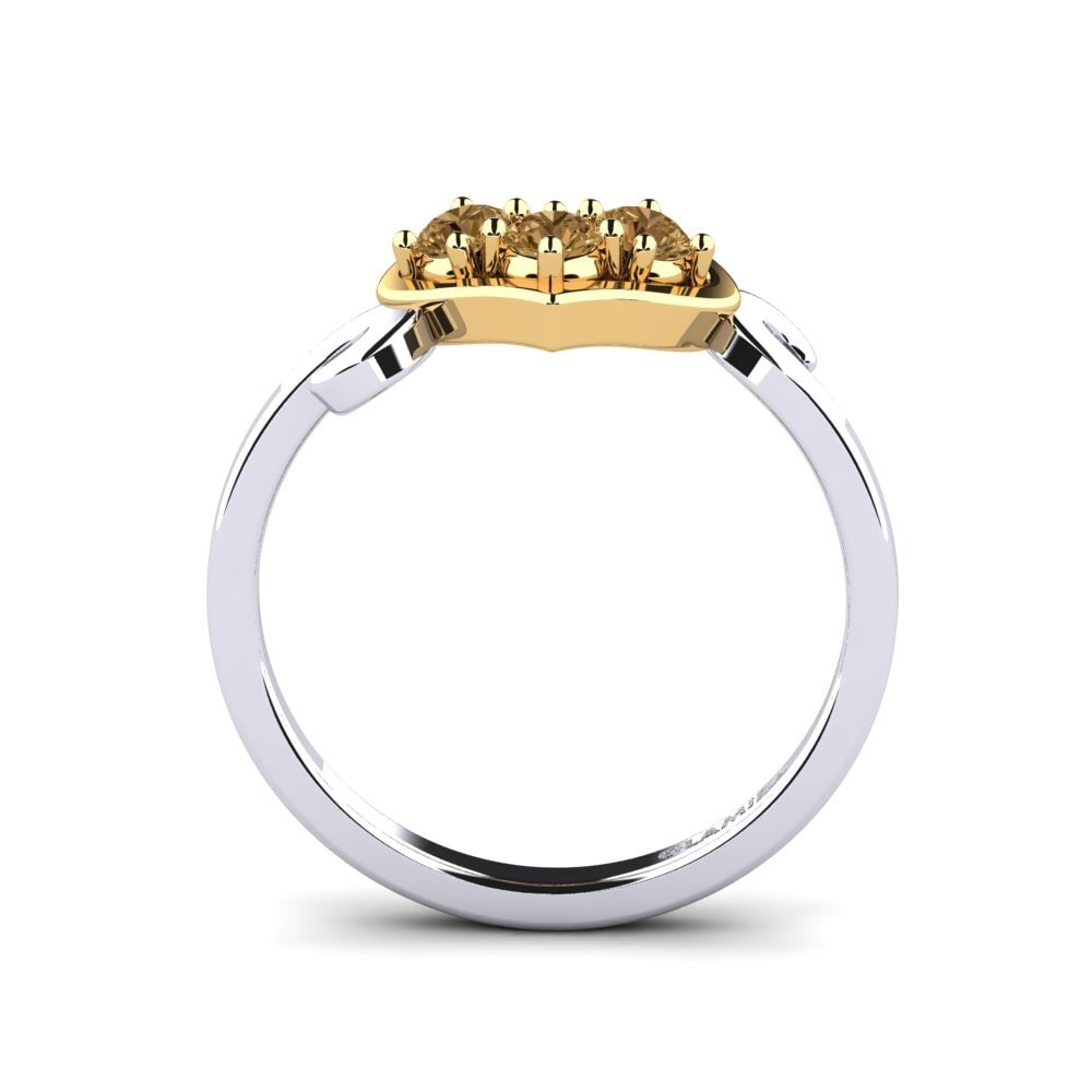 18ct White & Yellow Gold Brown Diamond Ring Cadha