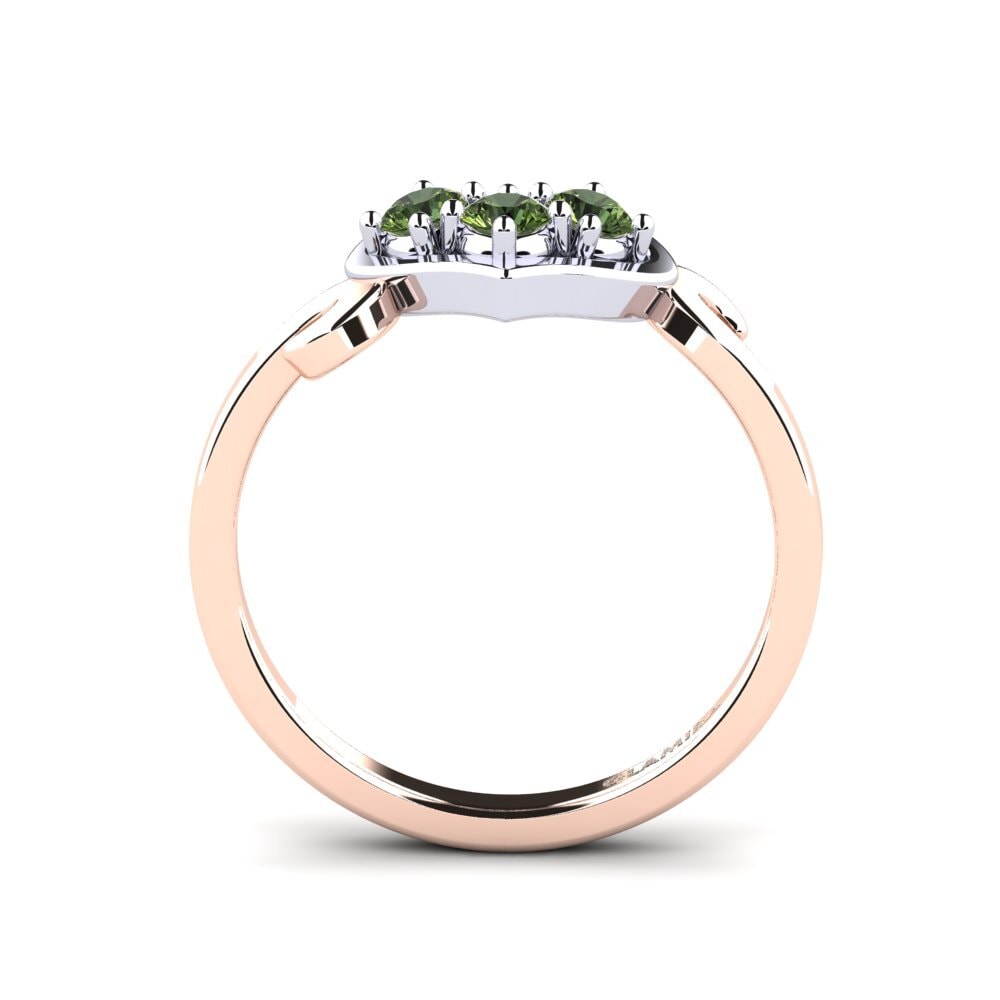 18ct Rose & White Gold Green Sapphire Ring Cadha
