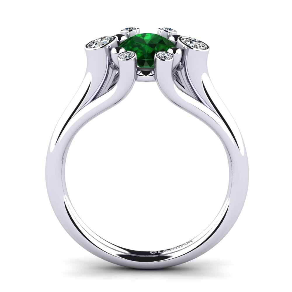 White Silver Tsavorite Engagement Ring Calanthe