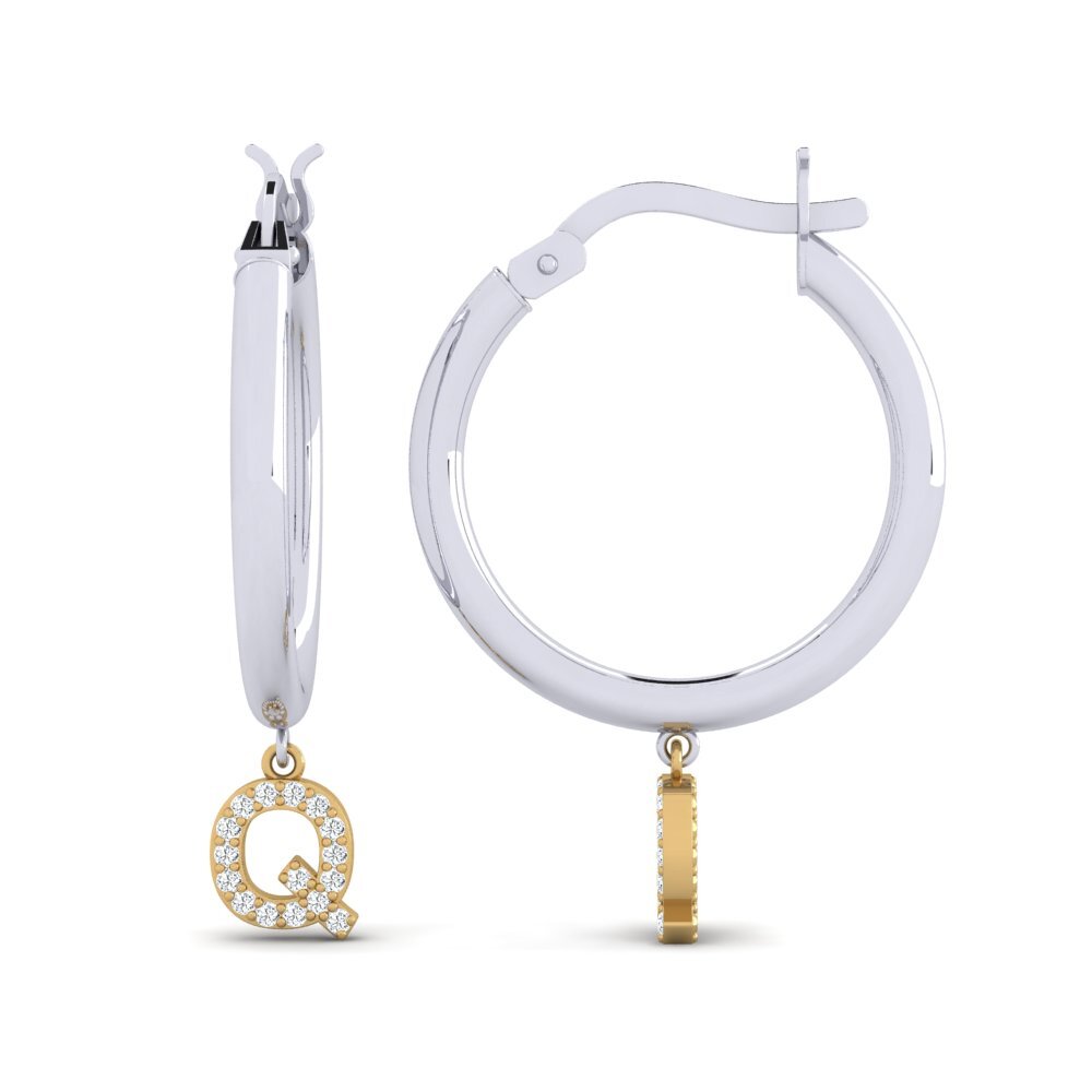 14ct White & Yellow Gold Women's Earring Camara Q