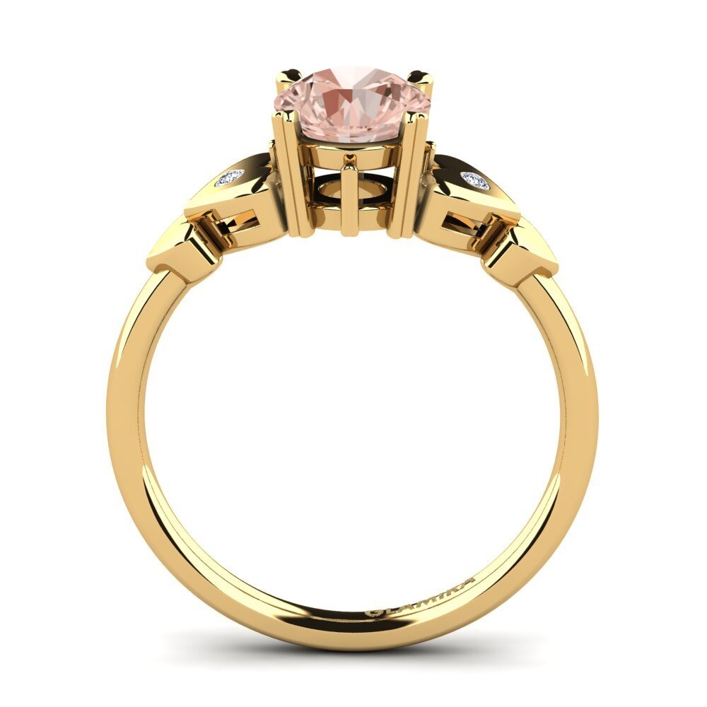 14ct Yellow Gold Morganite Engagement Ring Camponilla 1.0 crt