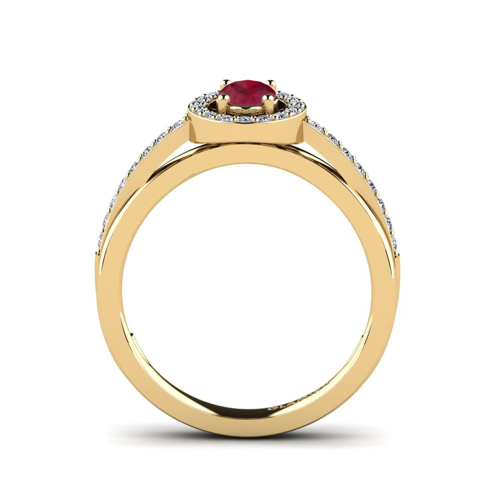 14ct Yellow Gold Ruby Women's Ring Caol