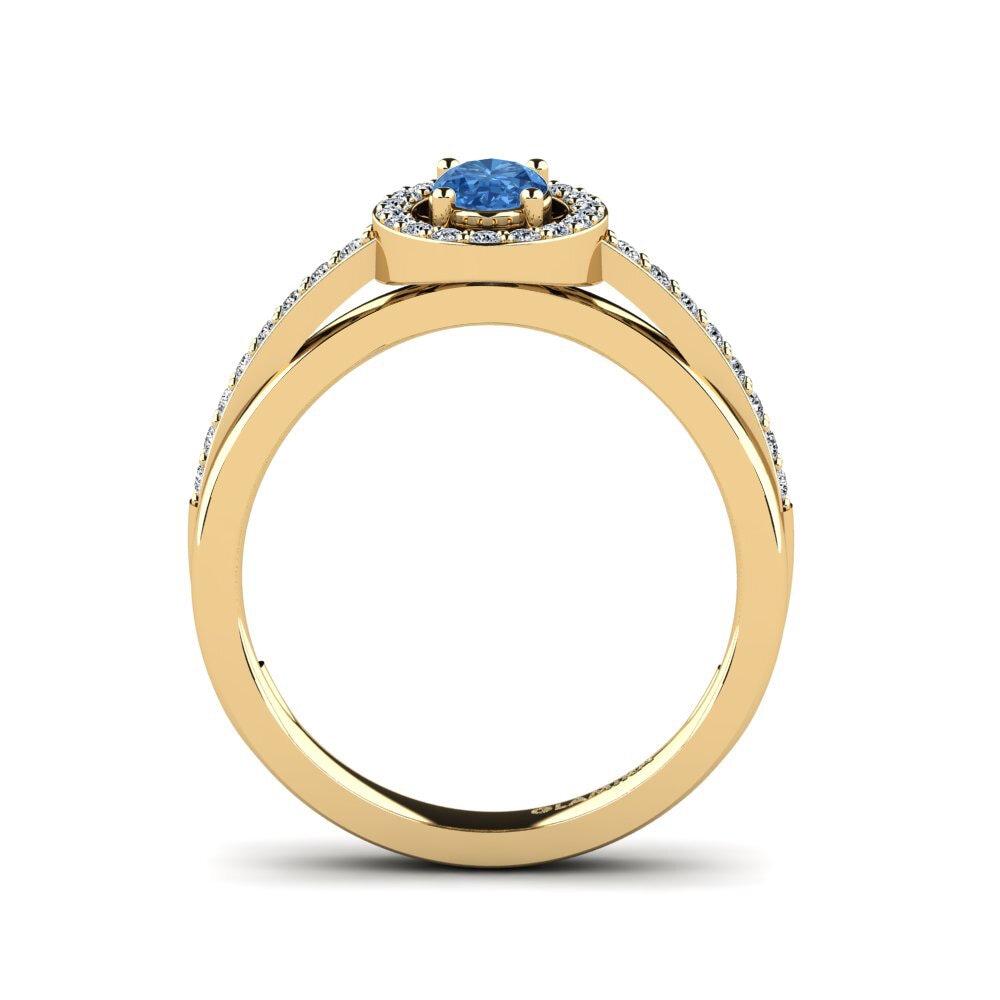 Circonita Azul Oscuro Anillo de Mujer Caol