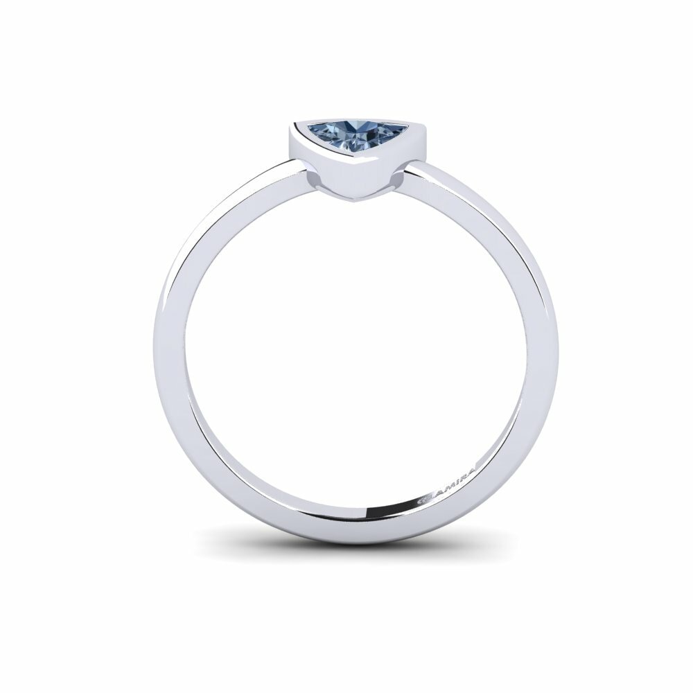Trillion Diamant Bleu Bague de fiançailles Capionn