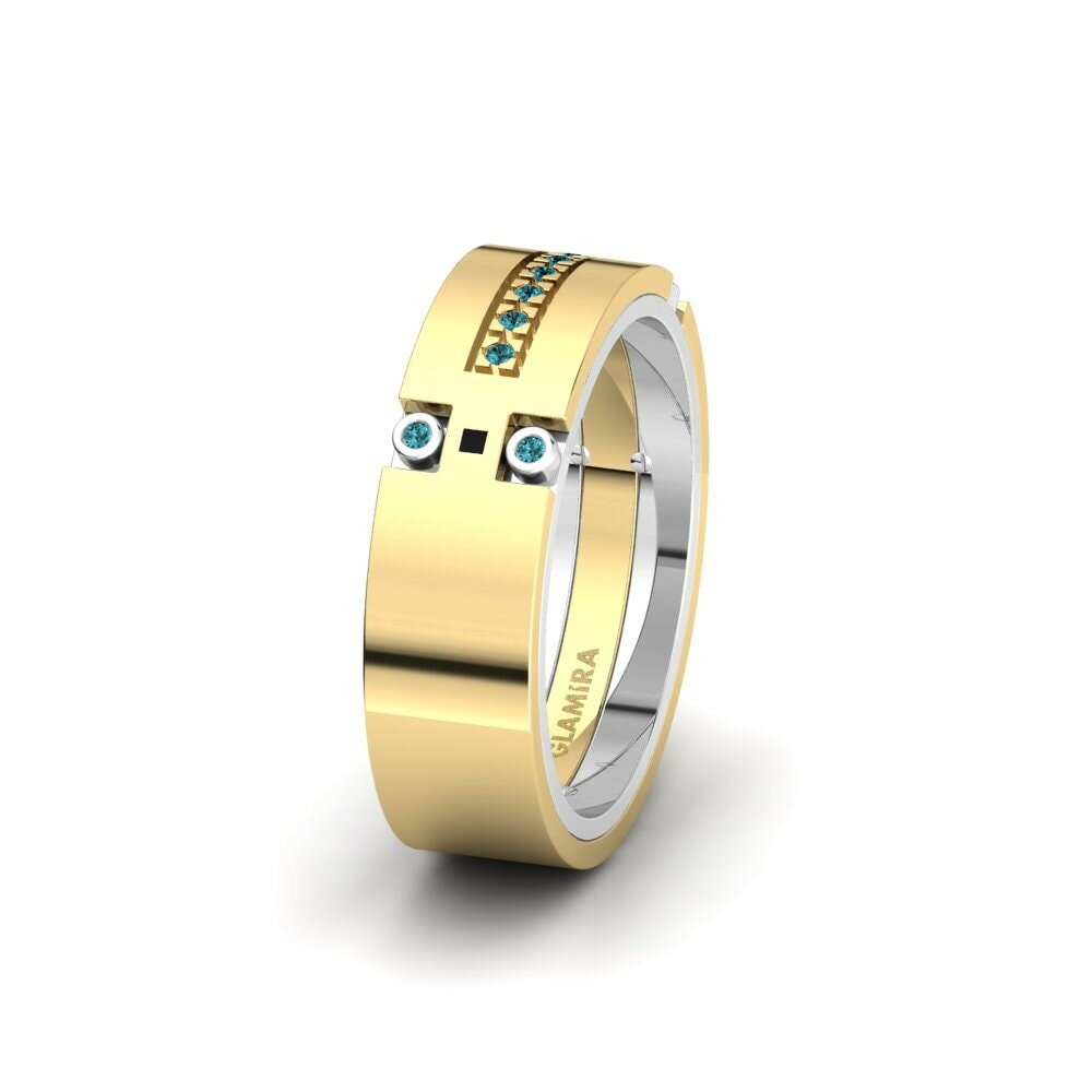 Cincin perkahwinan wanita Captivating Element 6 mm Berlian Biru