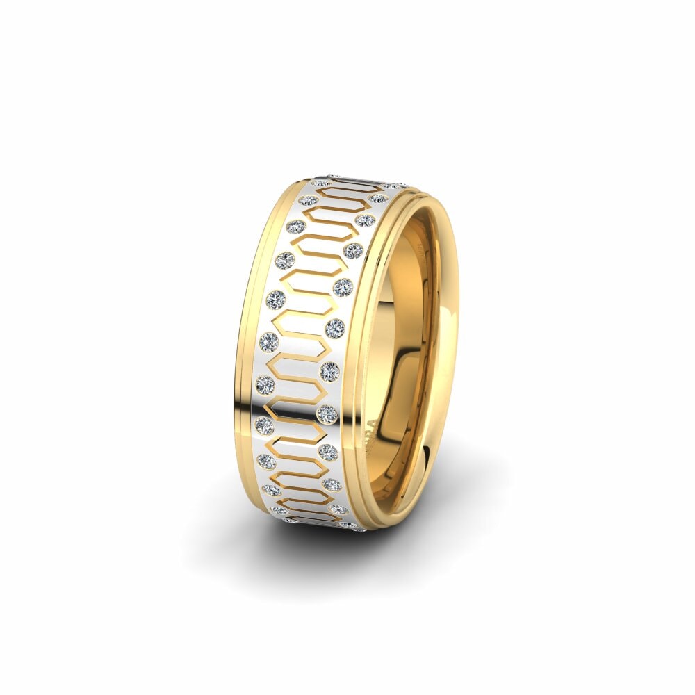 14K White & Yellow Gold Women's Ring Captivating Protection 8 mm
