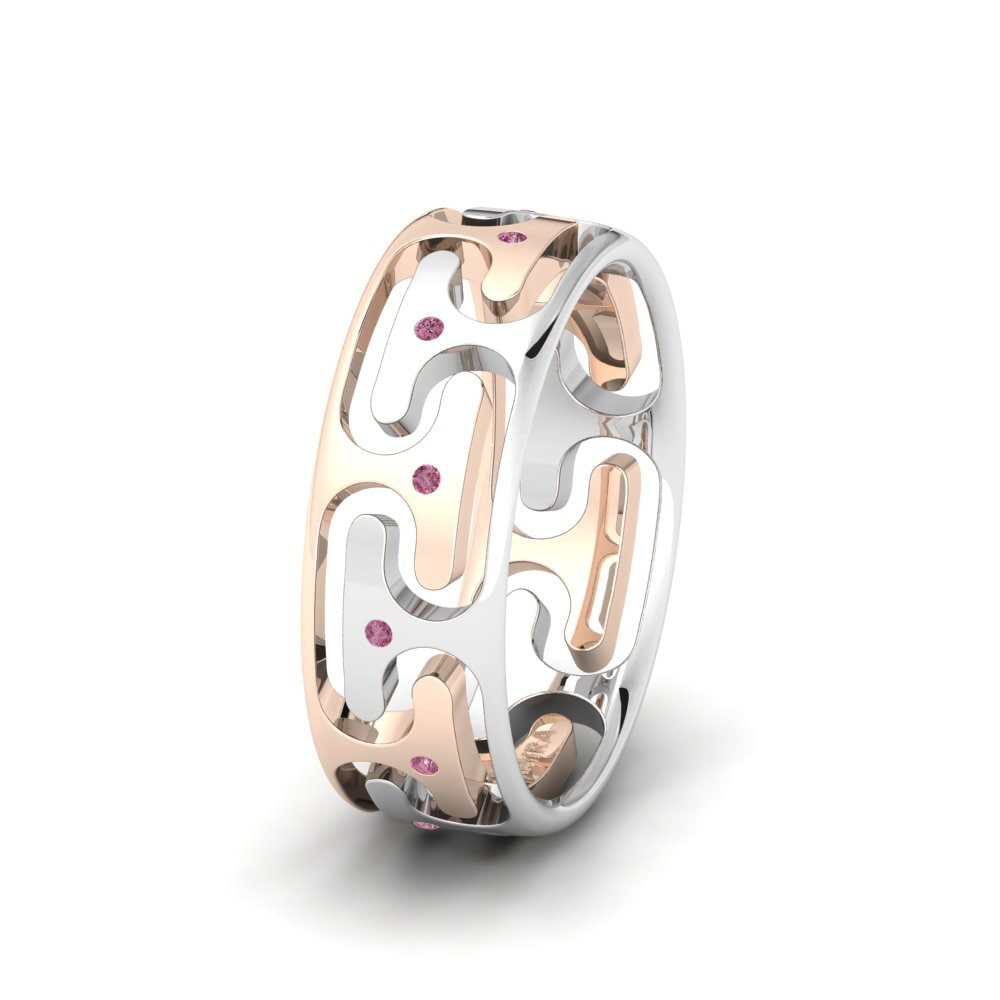 Or Rose & Blanc 750 Grenat de Rhodolite Alliance pour femme Captivating Sweet 6 mm