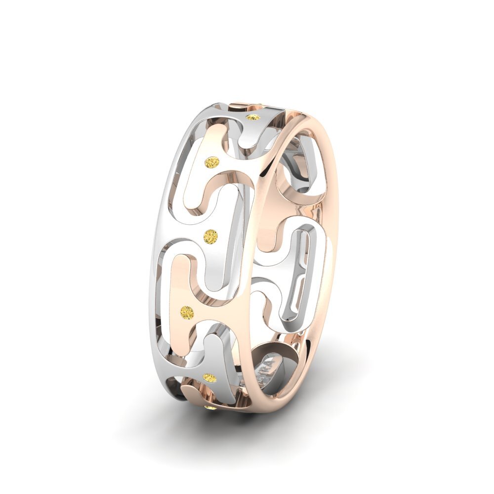 Weiß & Rotgold 750 Gelber Diamant Damen trauring Captivating Sweet 6 mm