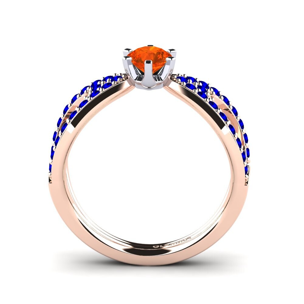 14ct Rose / White Gold Fire-Opal Engagement Ring Carameleta