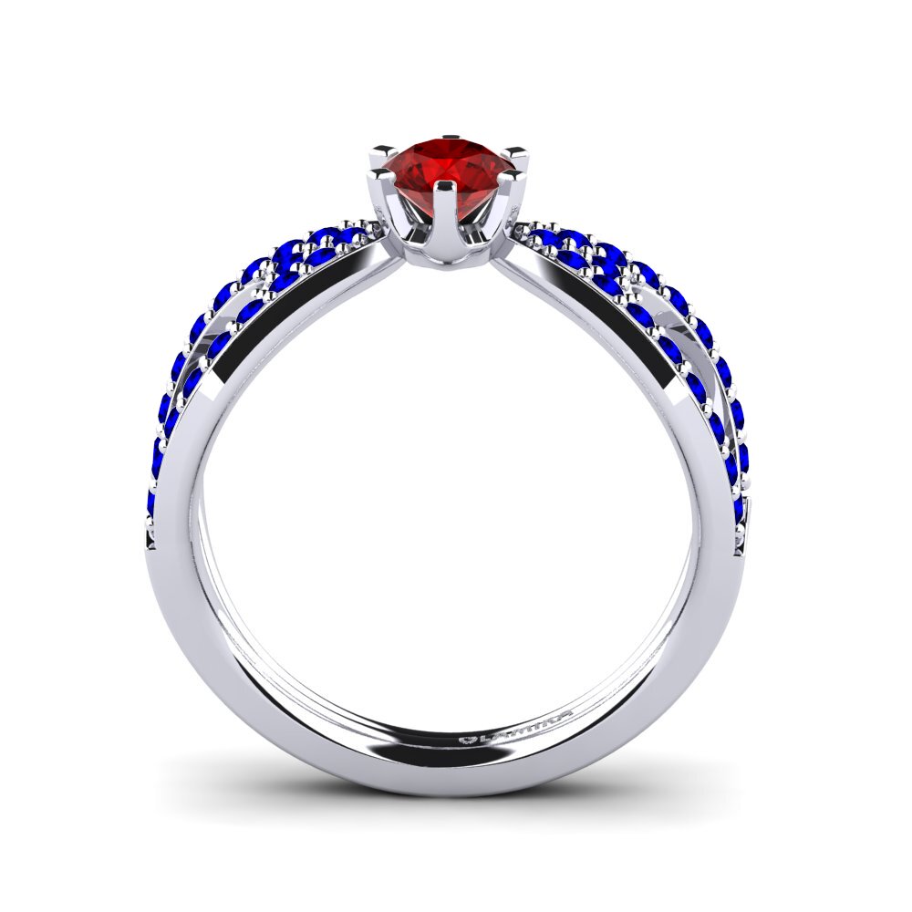 18ct White Gold Ruby (Lab Created) Engagement Ring Carameleta