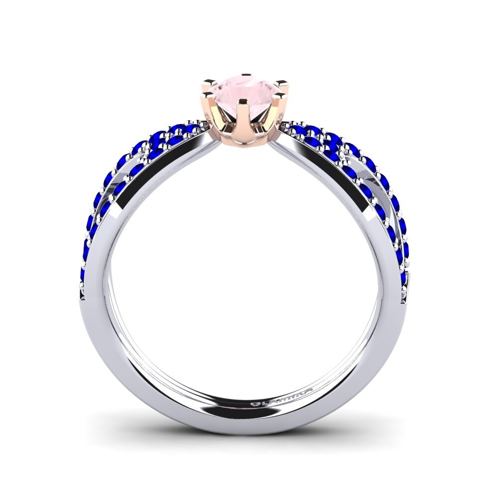 14ct White / Rose Gold Rose Quartz Engagement Ring Carameleta
