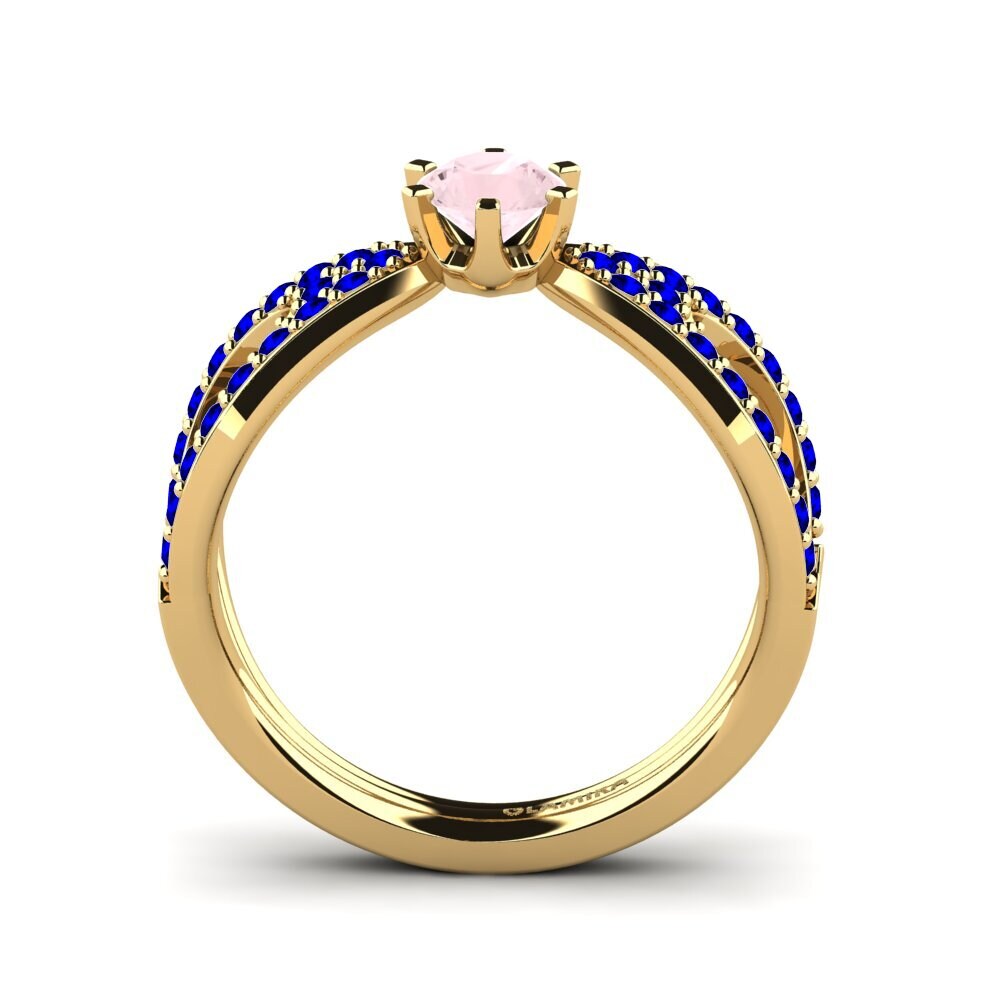 14ct Yellow Gold Rose Quartz Engagement Ring Carameleta