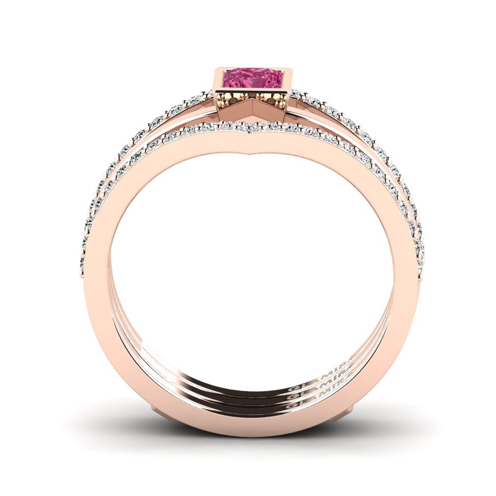 Turmalina rosa Anillo Carevoli SET