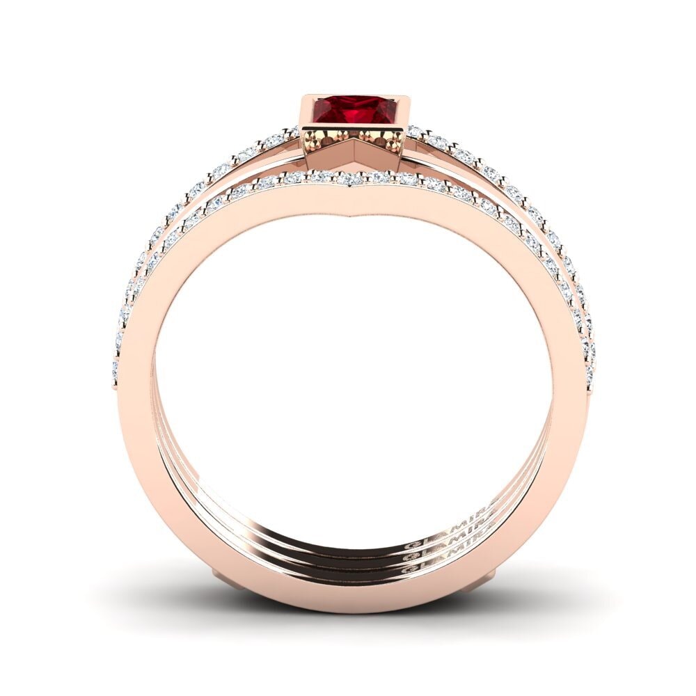 Circonita Roja Anillo Carevoli SET