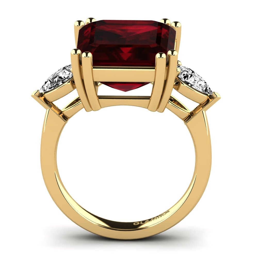 14k Oro Amarillo Granate Anillo Caridad
