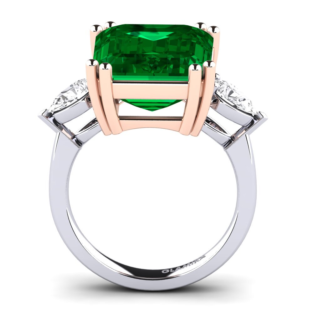 18ct White & Rose Gold Emerald (Lab Created) Ring Caridad