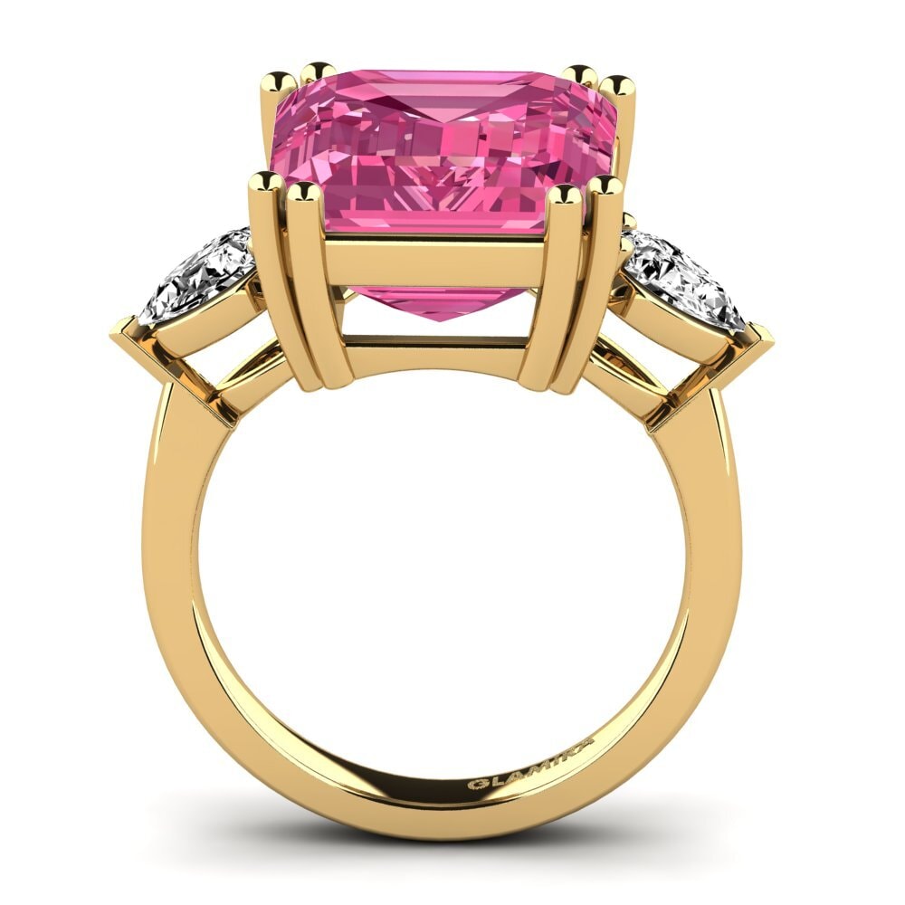 14k Oro Amarillo Turmalina rosa Anillo Caridad