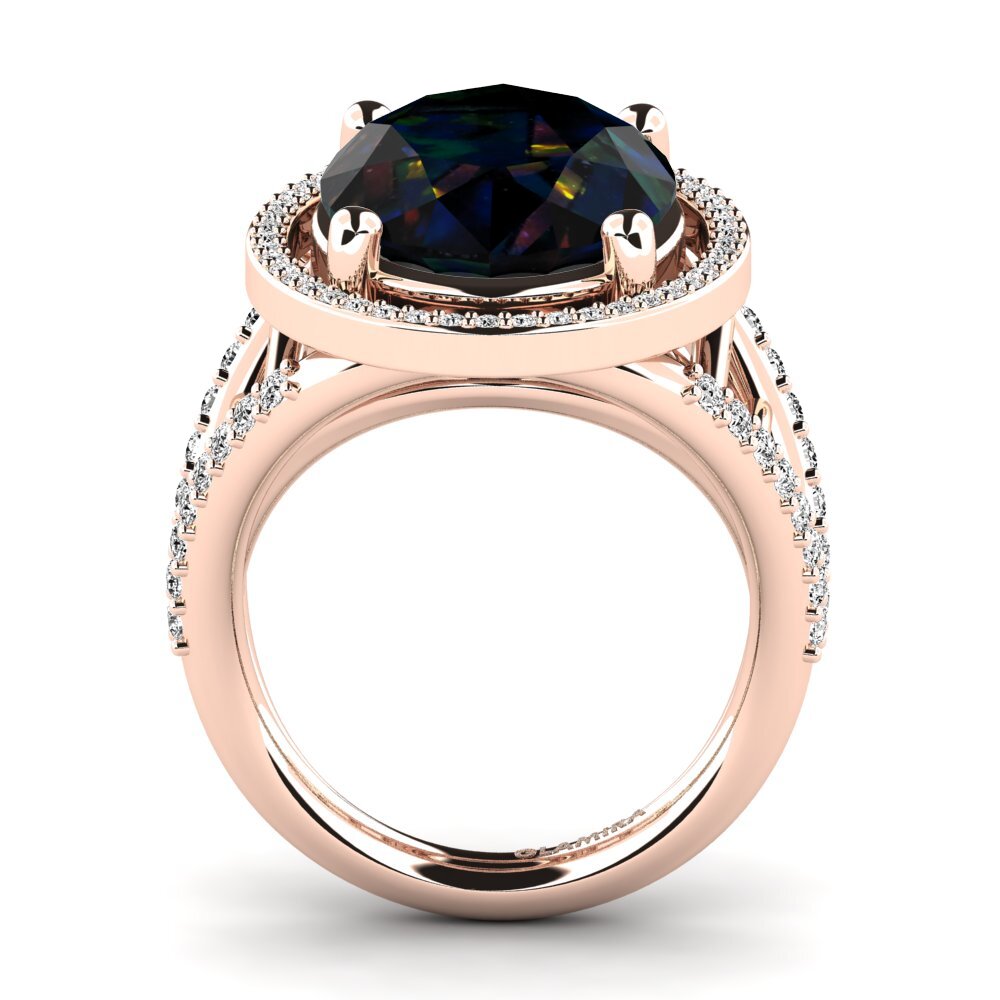 14k Oro Rosa Opalo Negro Anillo Carlene
