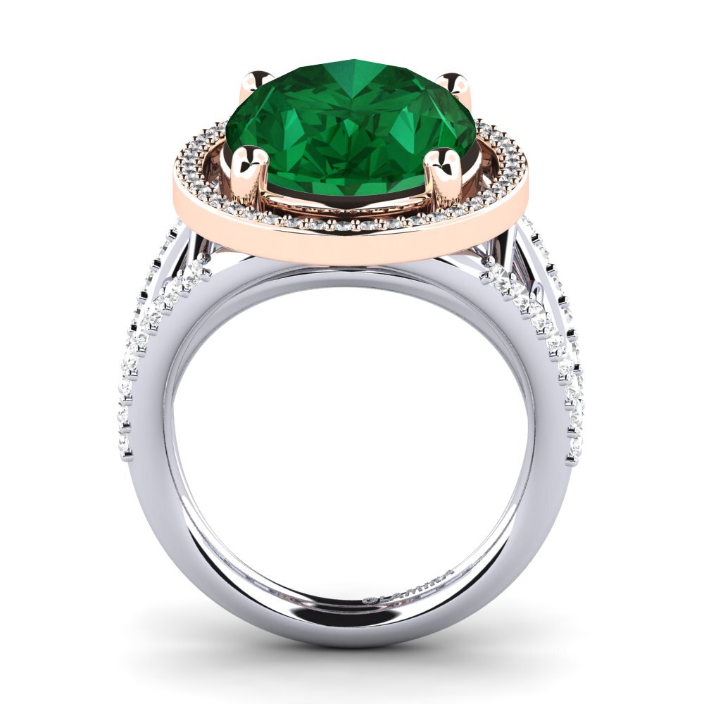 18ct White & Rose Gold Emerald (Lab Created) Ring Carlene