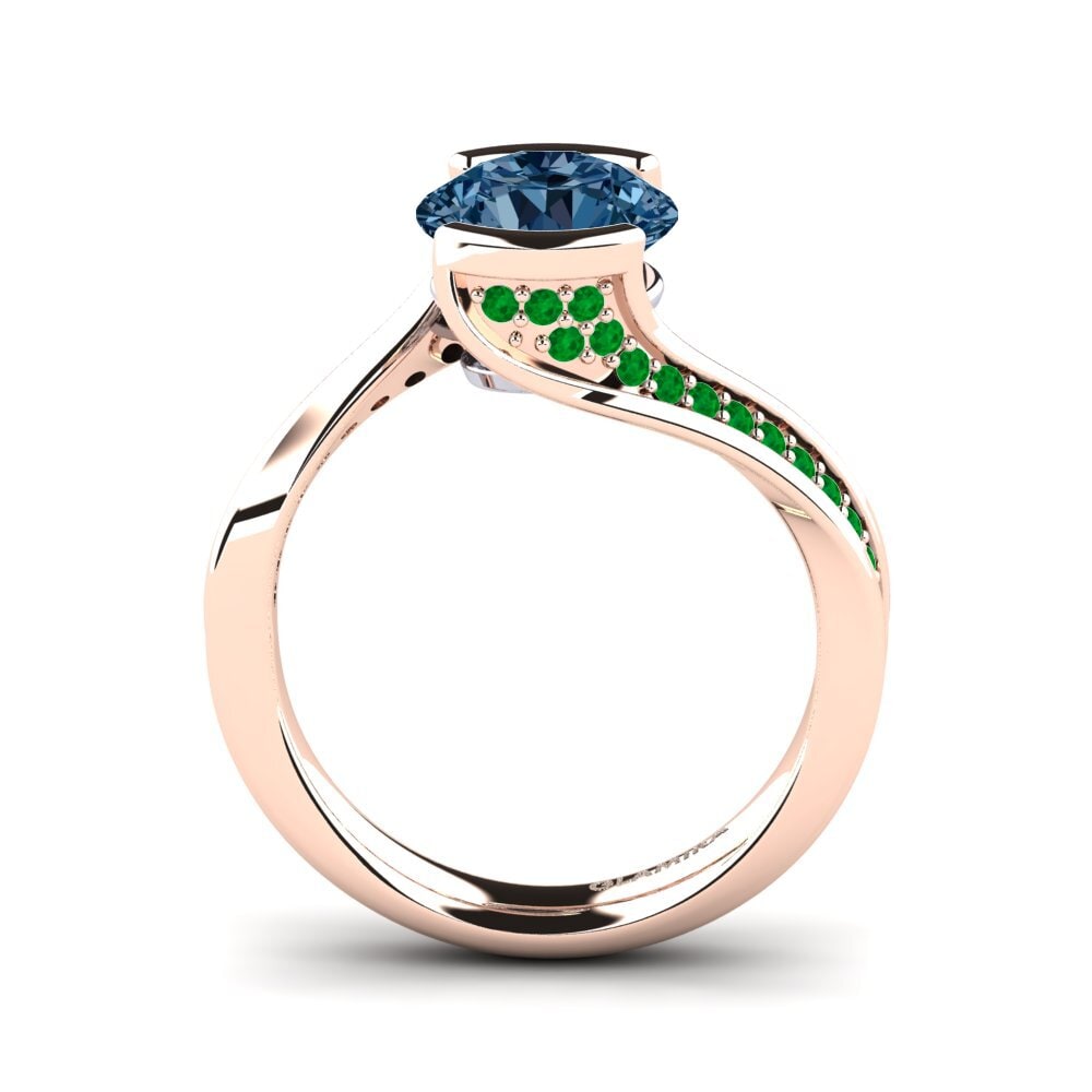 14ct Rose / White Gold Blue Diamond Engagement Ring Caserta