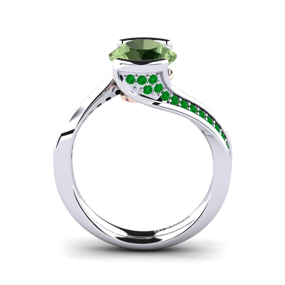 14ct White / Rose Gold Green Sapphire Engagement Ring Caserta