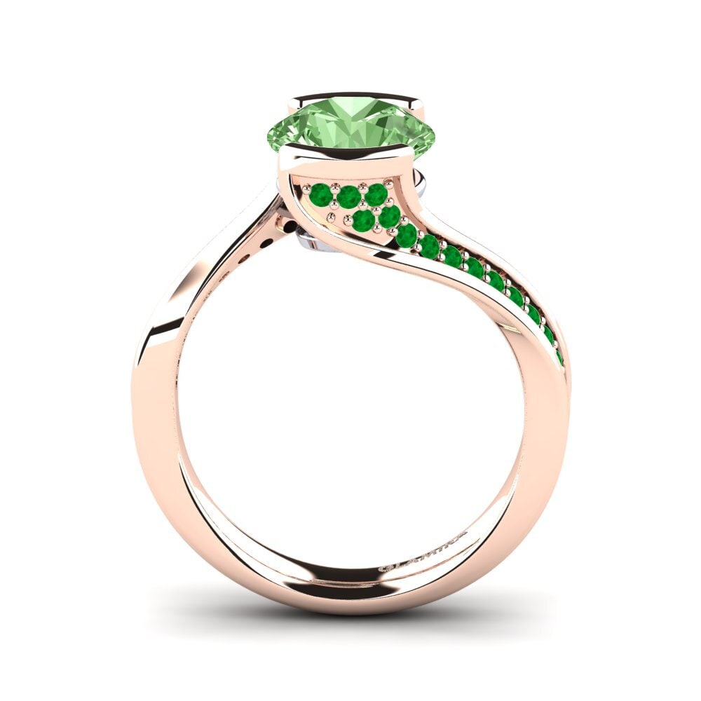 14ct Rose / White Gold Green Diamond Engagement Ring Caserta