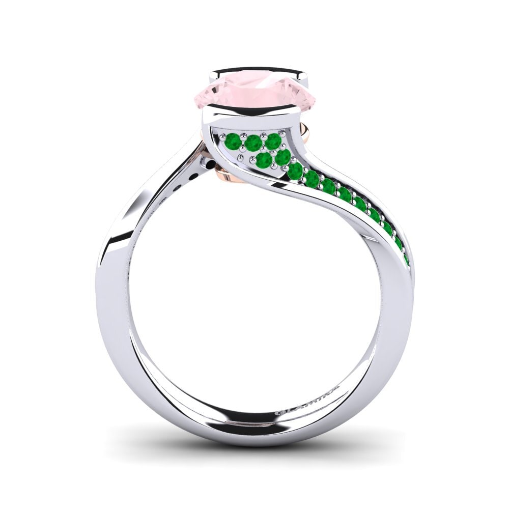 14ct White / Rose Gold Rose Quartz Engagement Ring Caserta
