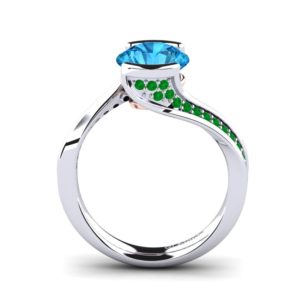 14ct White / Rose Gold Blue Topaz Engagement Ring Caserta
