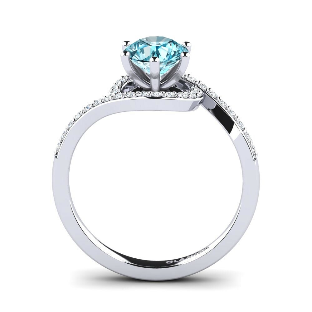 Blue Zircon Engagement Ring Cassia 1.0 crt