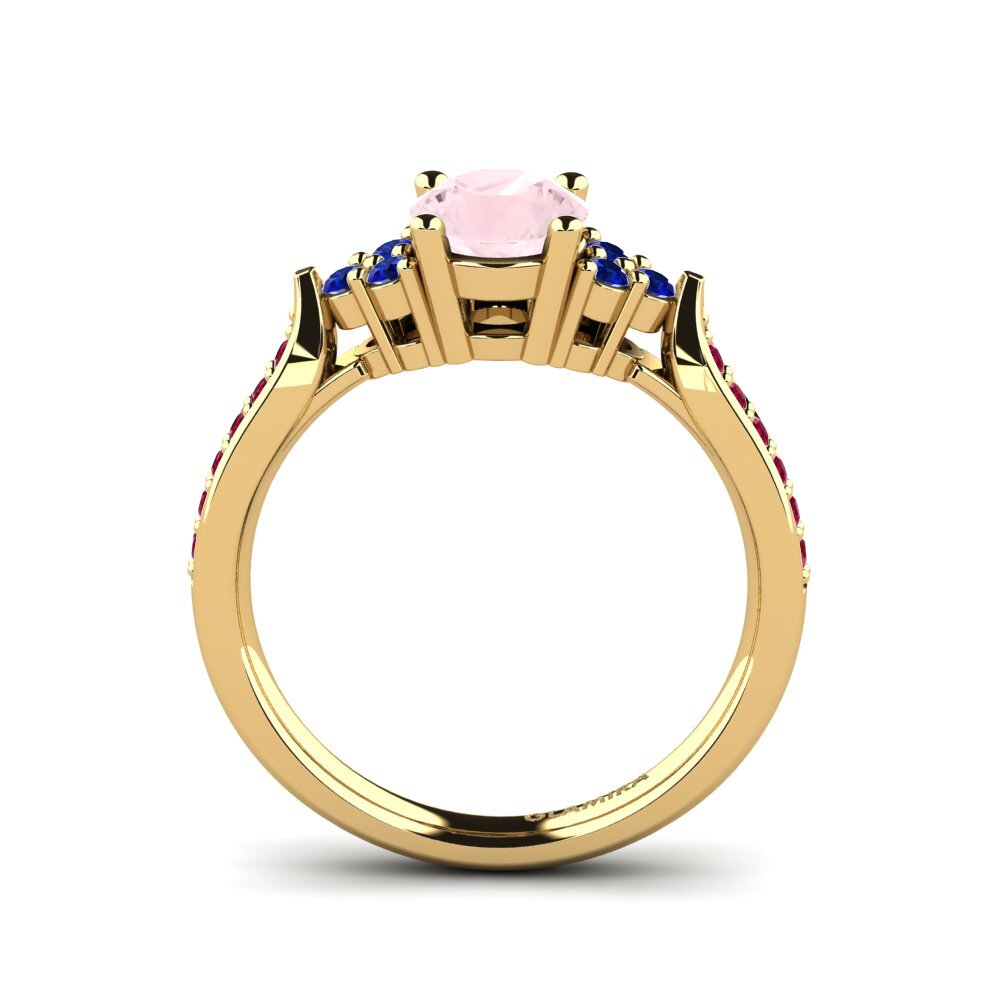 14ct Yellow Gold Rose Quartz Engagement Ring Cassidy 0.8 crt