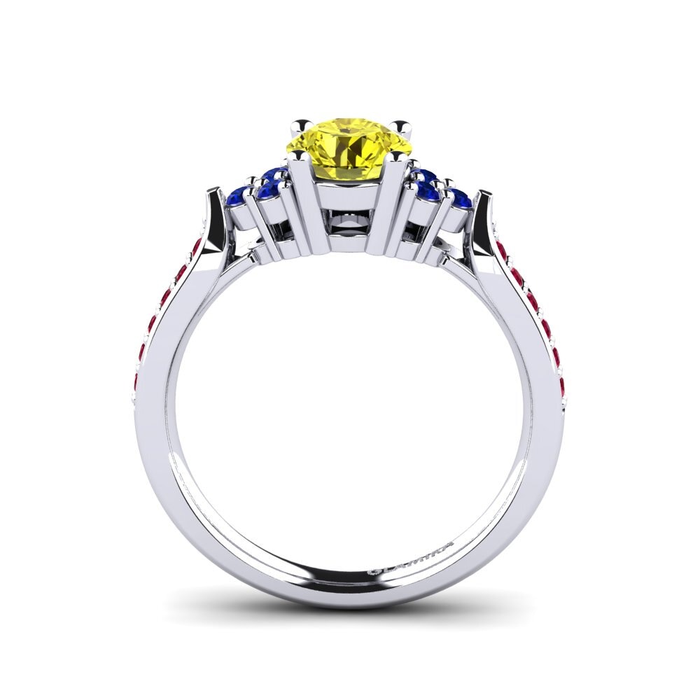 White Silver Yellow Diamond Engagement Ring Cassidy 0.8 crt
