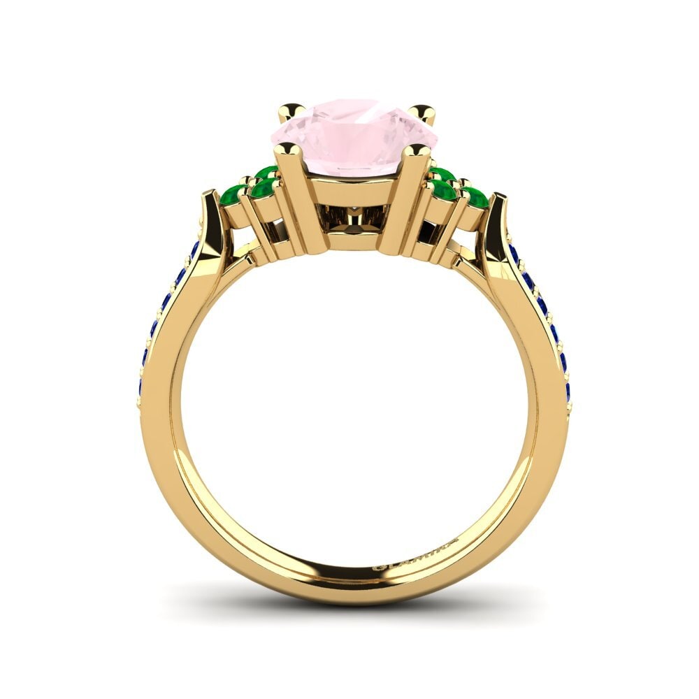 14ct Yellow Gold Rose Quartz Engagement Ring Cassidy 2.0 crt