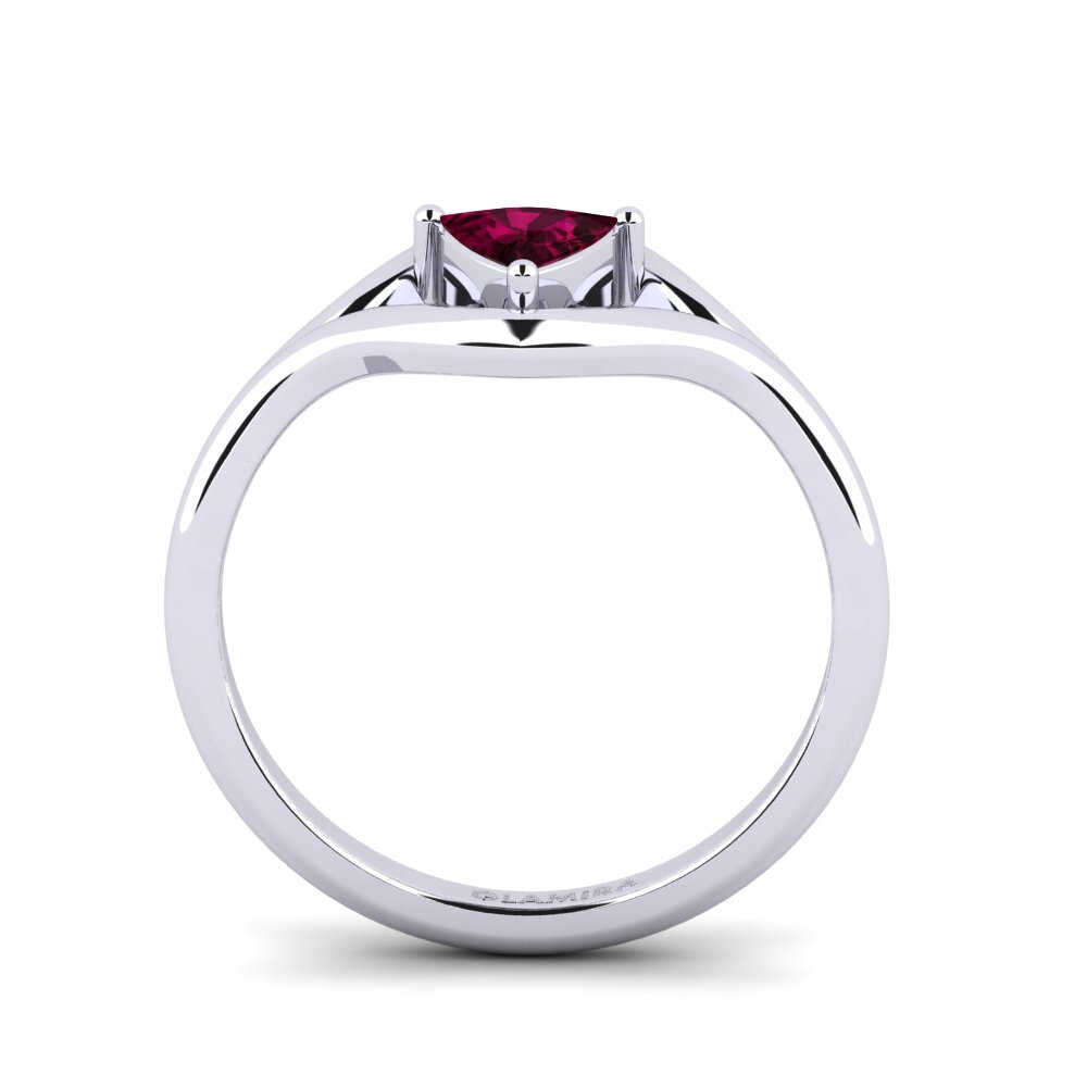 White Silver Trillion Engagement Ring Castrele