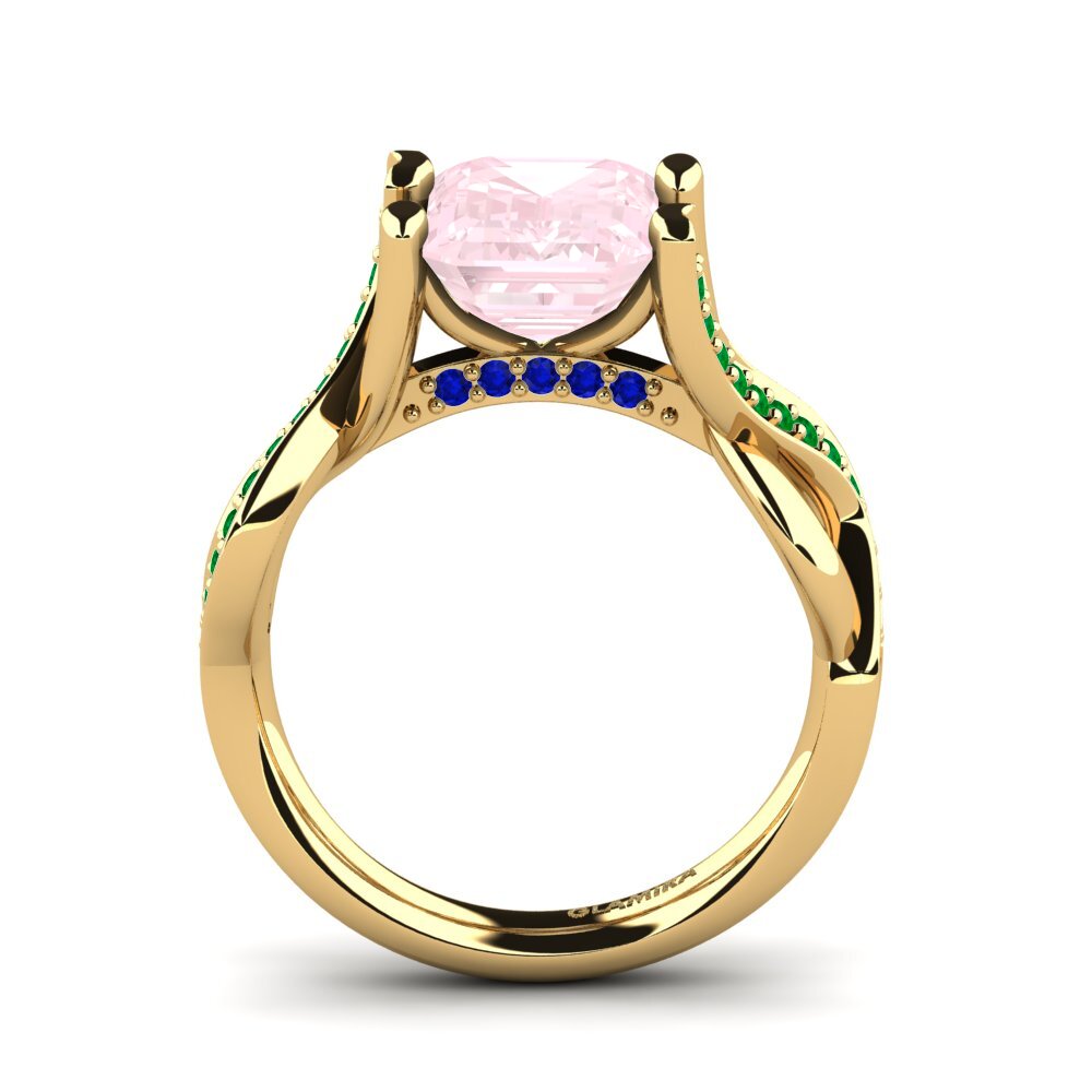 14ct Yellow Gold Rose Quartz Engagement Ring Catania
