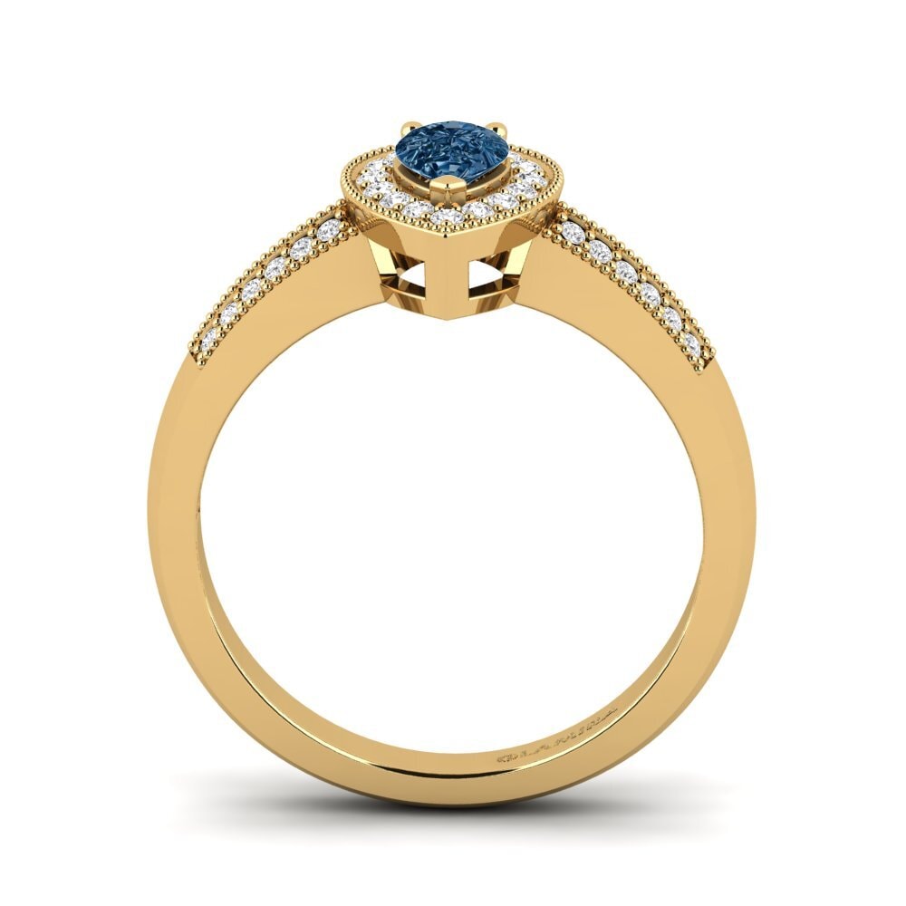 14k Oro Amarillo Anillo de compromiso Cecilia
