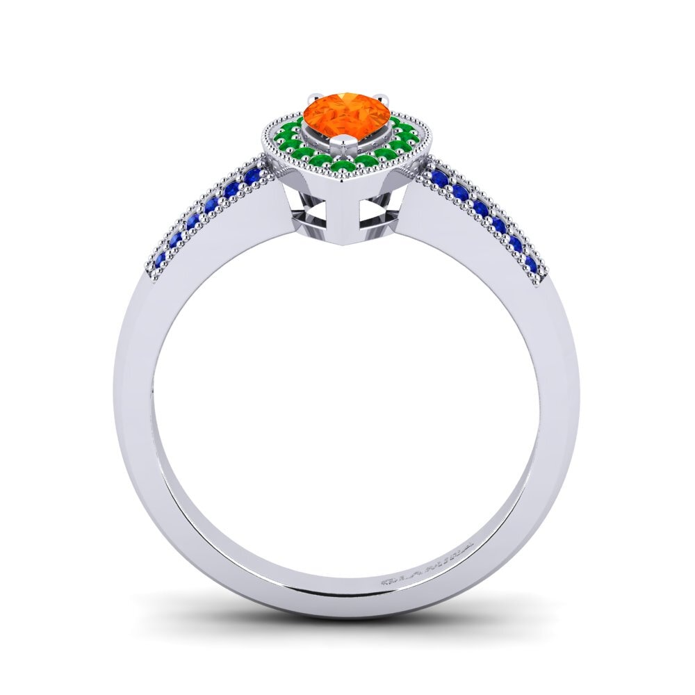 18ct White Gold Fire-Opal Engagement Ring Cecilia