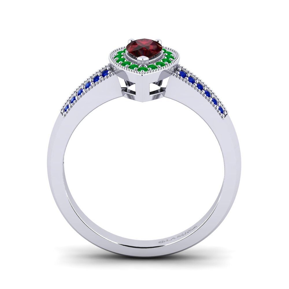 9ct White Gold Garnet Engagement Ring Cecilia
