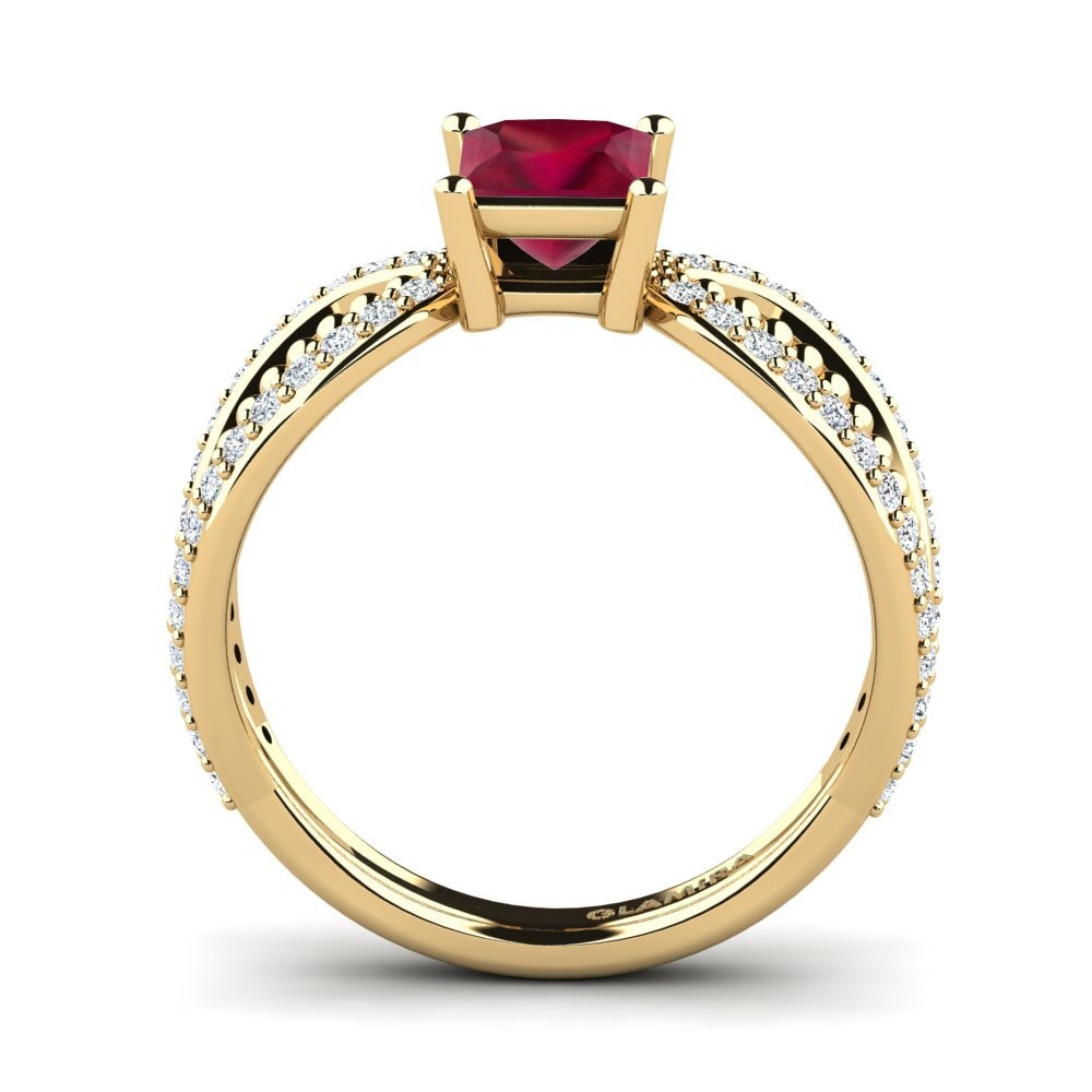 14ct Yellow Gold Ruby Women's Ring Ceise