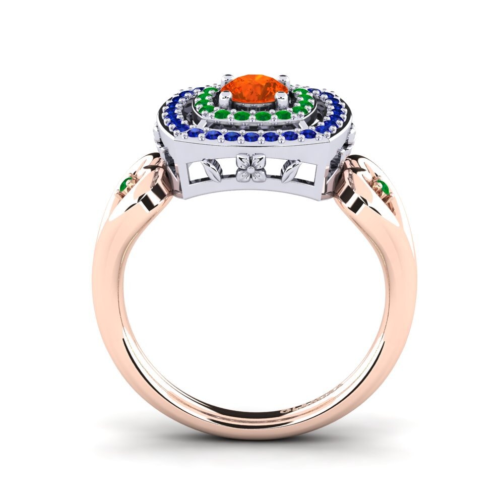14ct Rose / White Gold Fire-Opal Engagement Ring Ceria
