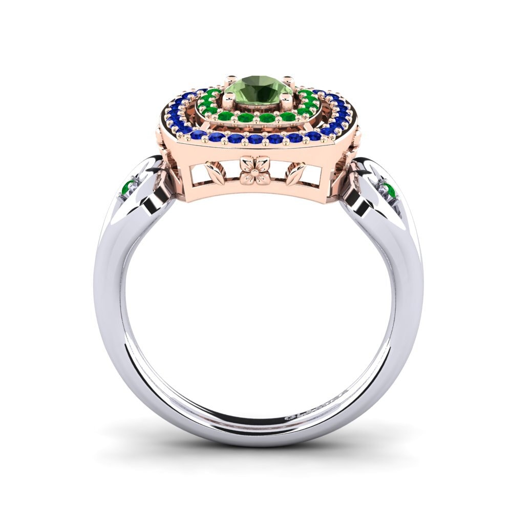 14ct White / Rose Gold Green Sapphire Engagement Ring Ceria