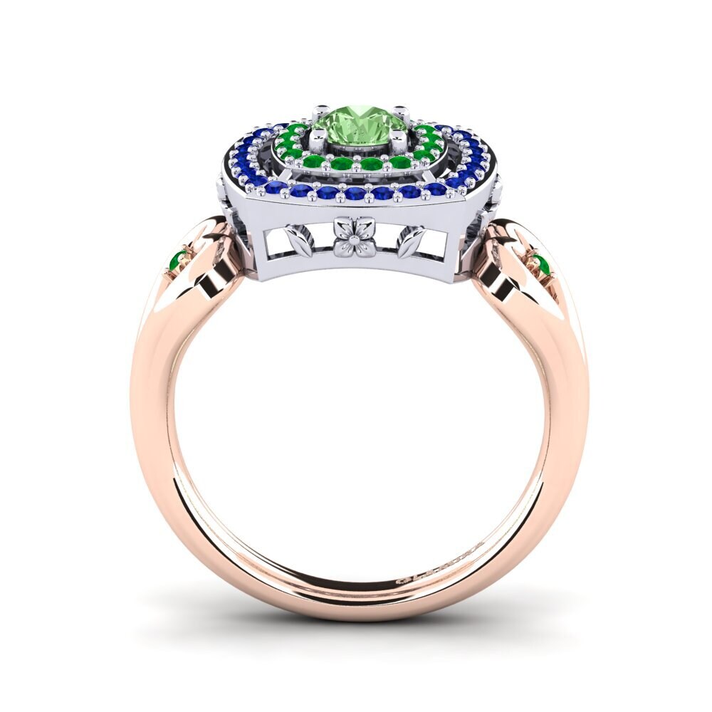 14ct Rose / White Gold Green Diamond Engagement Ring Ceria