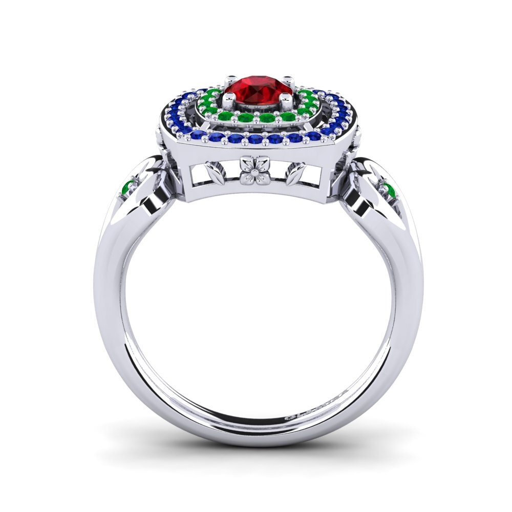 18ct White Gold Ruby (Lab Created) Engagement Ring Ceria