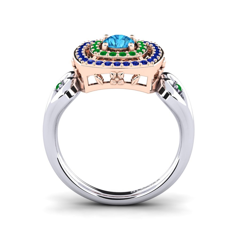 14ct White / Rose Gold Blue Topaz Engagement Ring Ceria