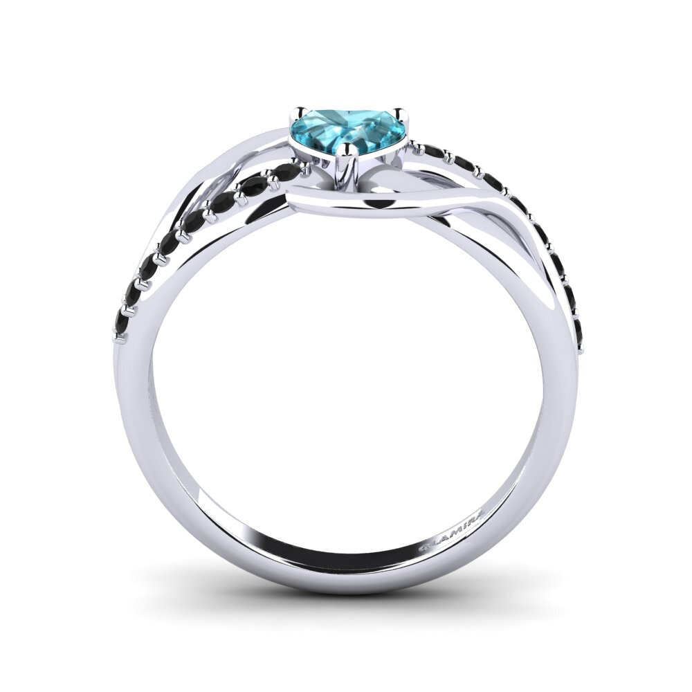 White Silver Blue Zircon Ring Cgani