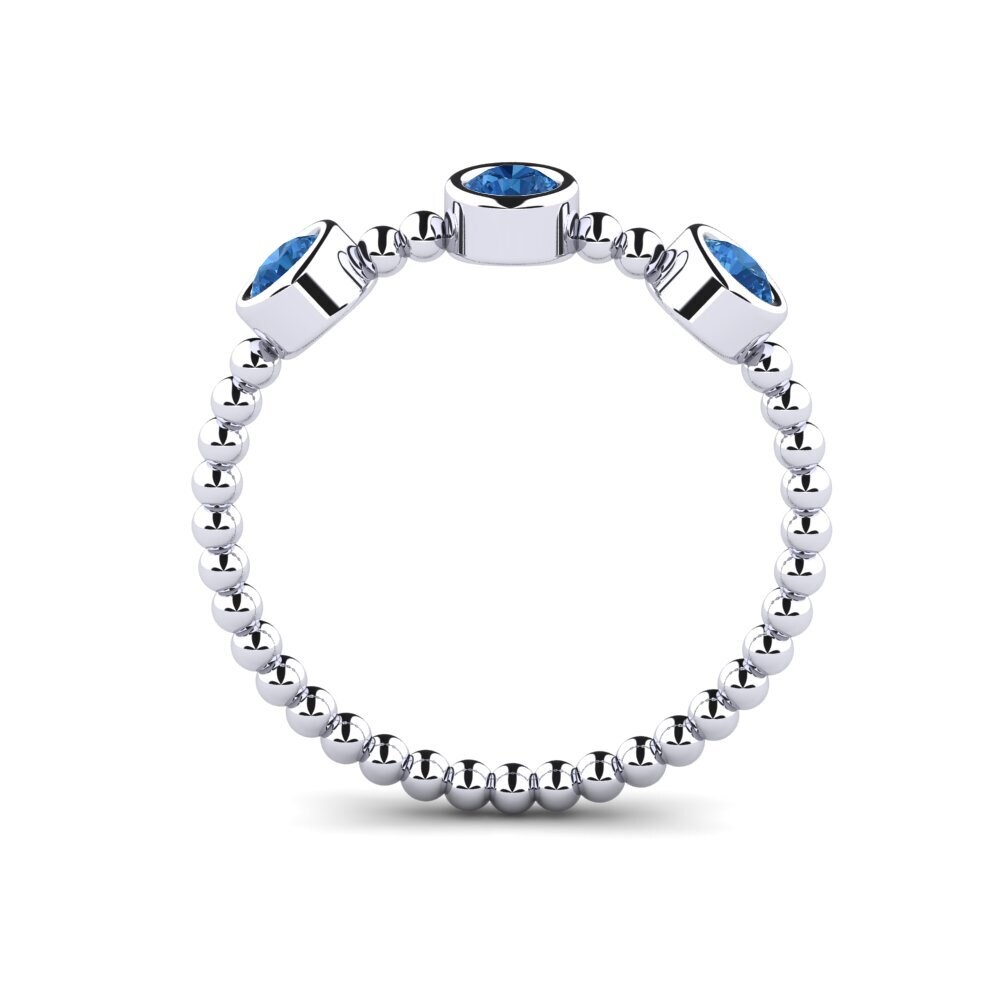 Zircônia azul escuro Anel de Noivado Chantr