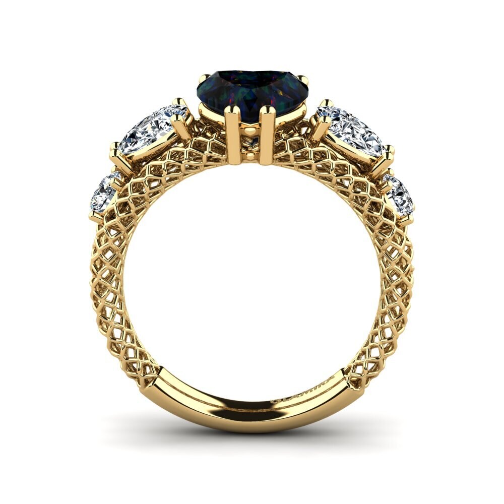 Black Opal Engagement Ring Cherylien