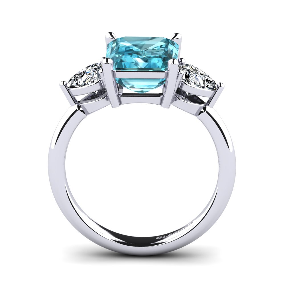 White Silver Blue Zircon Women's Ring Cigo