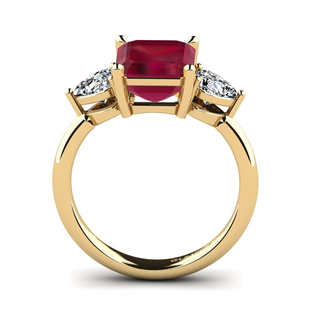 14ct Yellow Gold Ruby Women's Ring Cigo