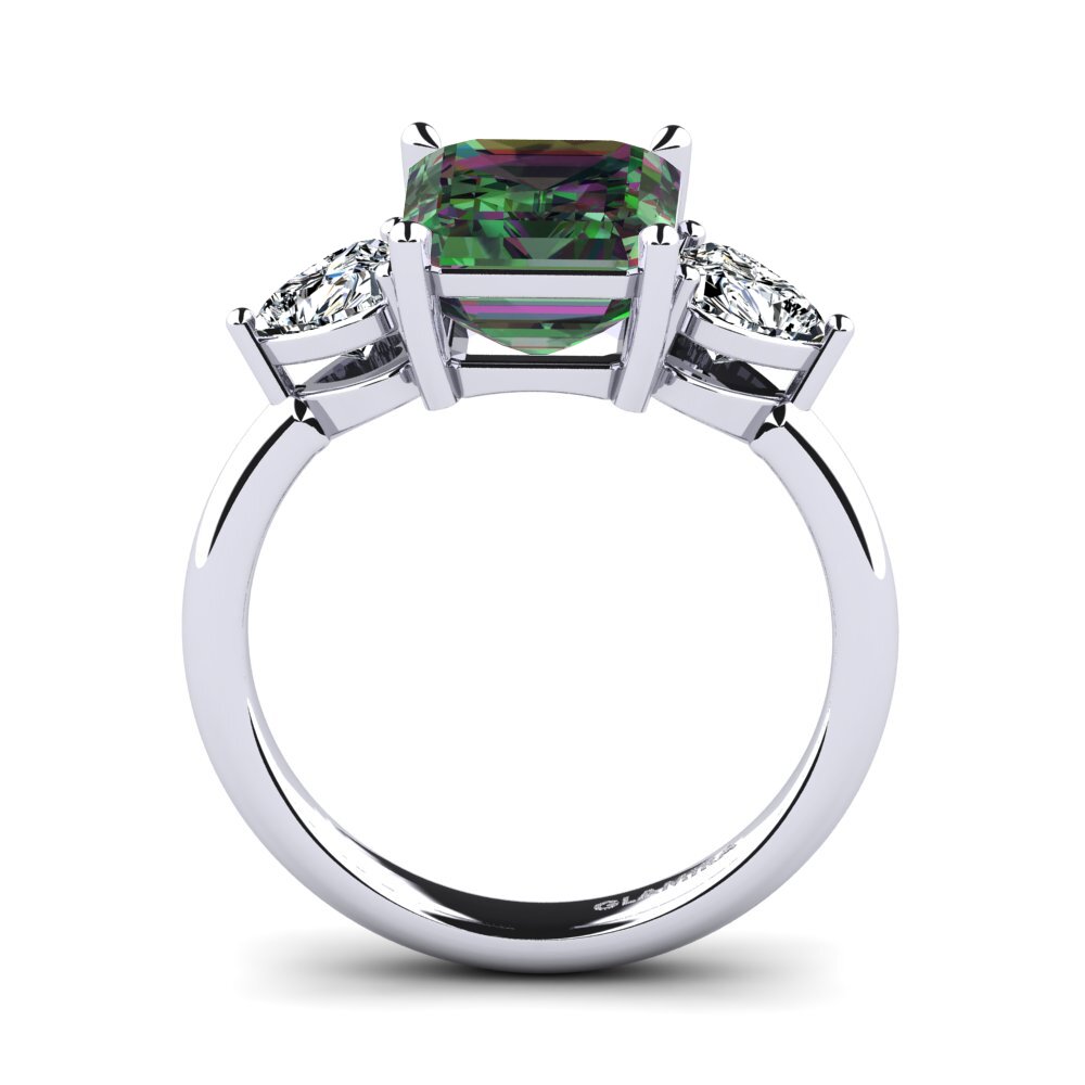 White Silver Mystic Topaz Women's Ring Cigo