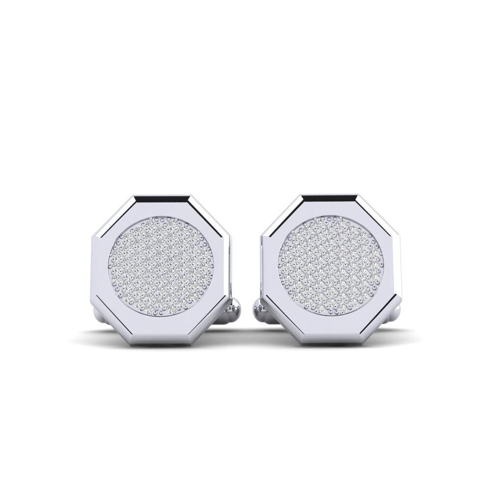 Cufflink Rings Buy 0.88 Carat Round cut 18ct White Gold Diamond Cufflink Cinglerie ...